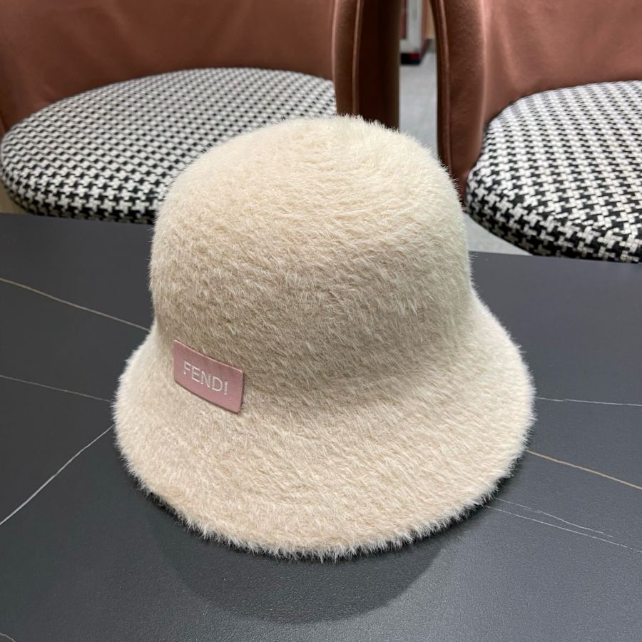 Fendi hat Japan purchasing plush warm bucket hat for women autumn winter casual versatile face-showing — 1:1 Replica For Sale — photo 2