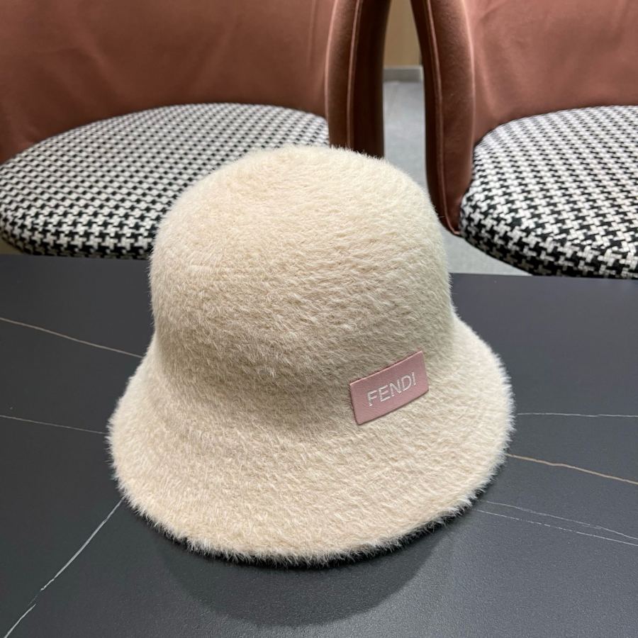 Fendi hat Japan purchasing plush warm bucket hat for women autumn winter casual versatile face-showing — 1:1 Replica For Sale — photo 3