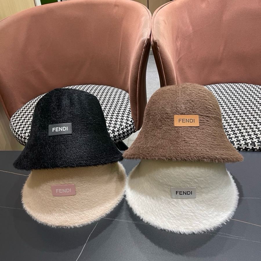 Fendi hat Japan purchasing plush warm bucket hat for women autumn winter casual versatile face-showing — 1:1 Replica For Sale — photo 11