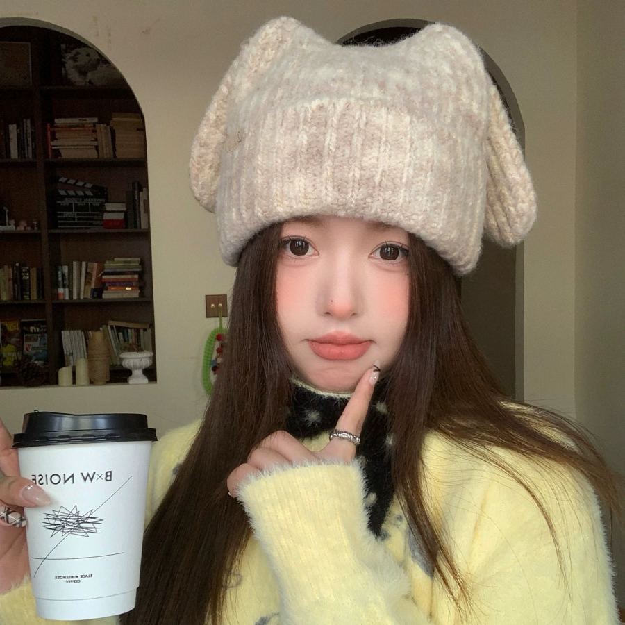 Fendi hat cute age-reducing bunny ears slim woolen hat for women autumn and winter warm Internet — Premium Replica