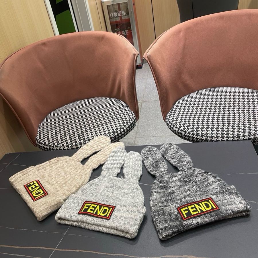 Fendi hat cute age-reducing bunny ears slim woolen hat for women autumn and winter warm Internet — Premium Replica — photo 11