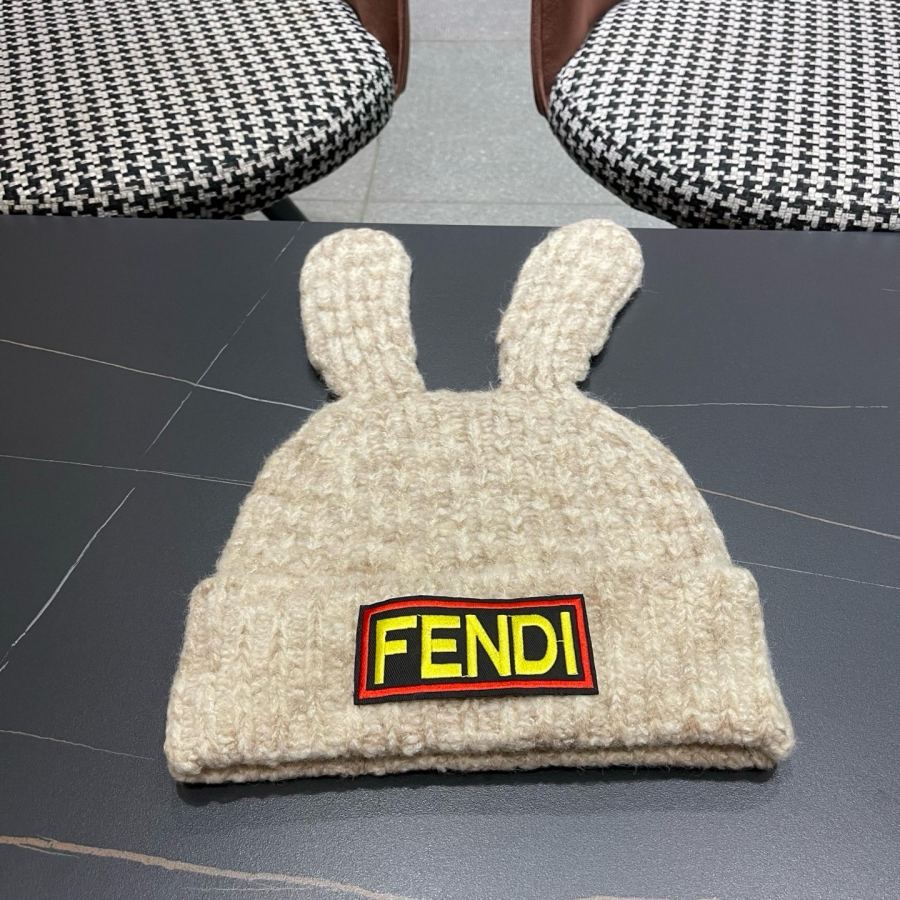 Fendi hat cute age-reducing bunny ears slim woolen hat for women autumn and winter warm Internet — Premium Replica — photo 2