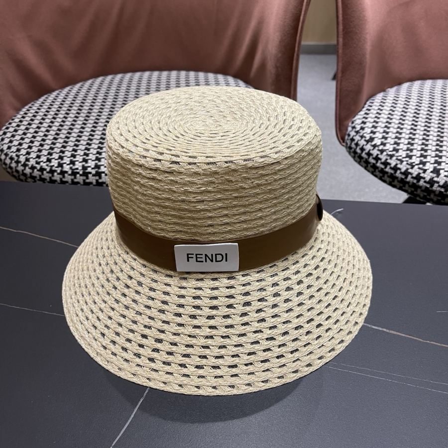 Fendi hat Fendi Straw Hat Seaside Resort Style Elegant Temperament Top Hat Showing Your Face — Premium Replica