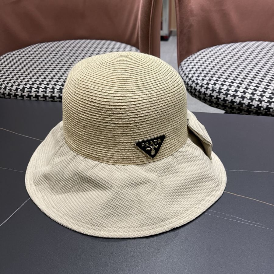prada hat PRADA sunshade fisherman hat women's summer outdoor anti-UV sunscreen fashion versatile — Premium Replica