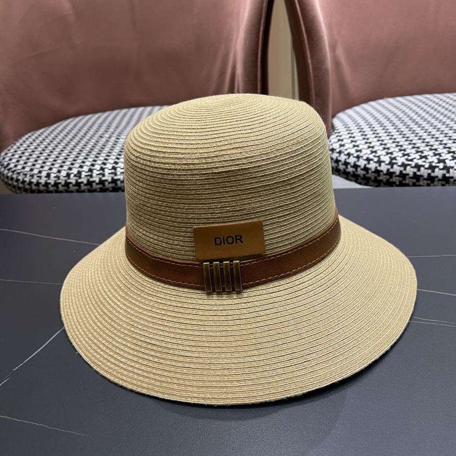 dior hat Dior Elegant Straw Visor Fisherman Hat Women's Summer Travel Fashion — 1:1 Replica