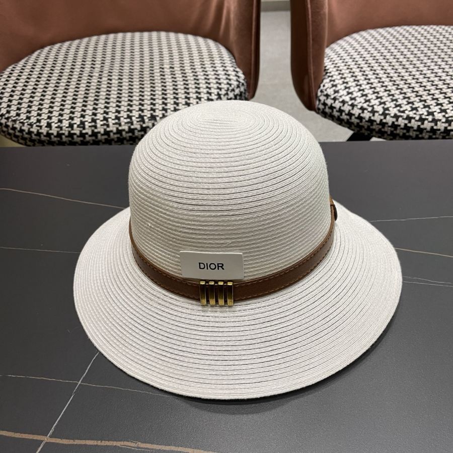 dior hat Dior Elegant Straw Visor Fisherman Hat Women's Summer Travel Fashion — Premium Replica