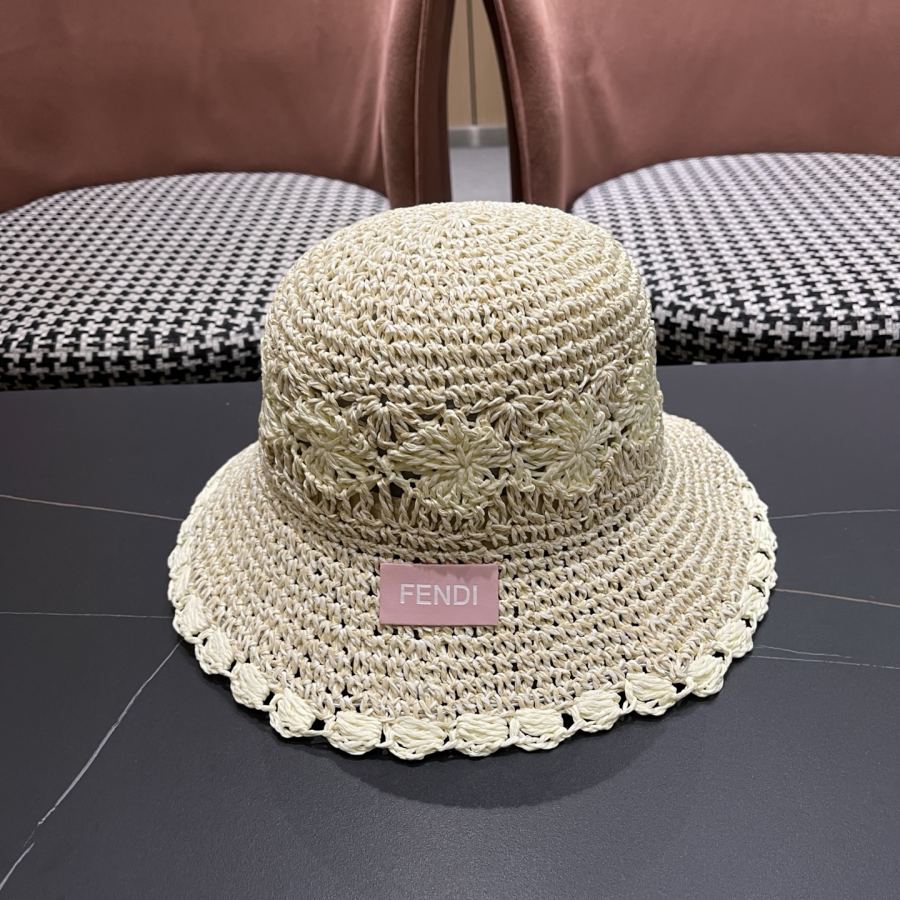 fendi glasses FENDI small fresh lace straw hat for women spring and summer large brim foldable — AAA Quality Replica — photo 4