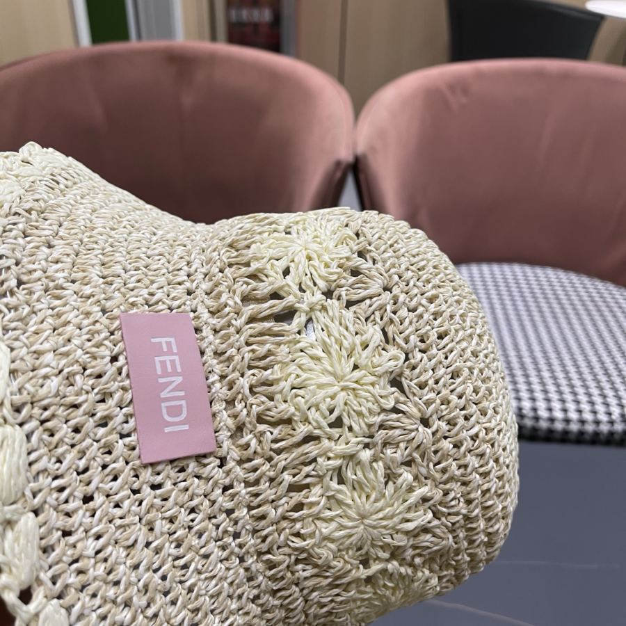 fendi glasses FENDI small fresh lace straw hat for women spring and summer large brim foldable — AAA Quality Replica — photo 9