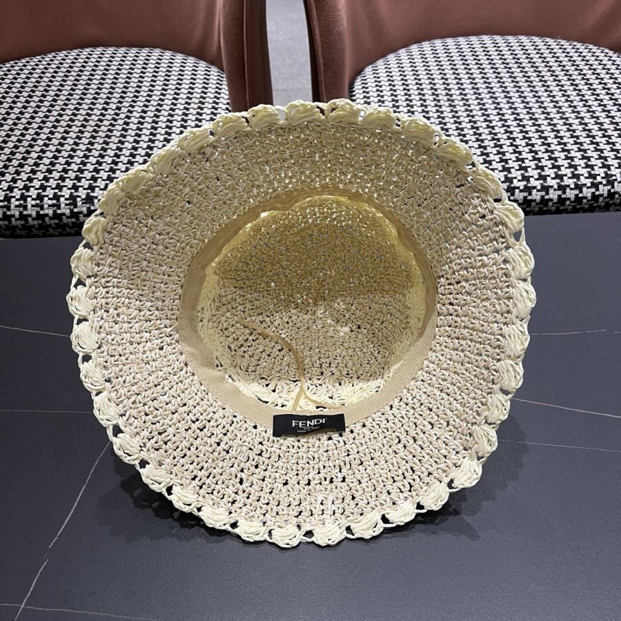 fendi glasses FENDI small fresh lace straw hat for women spring and summer large brim foldable — AAA Quality Replica — photo 11