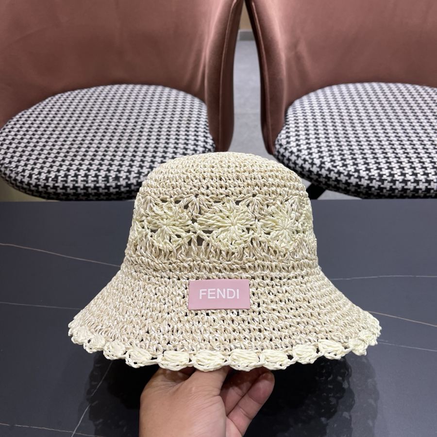 fendi glasses FENDI small fresh lace straw hat for women spring and summer large brim foldable — AAA Quality Replica — photo 7