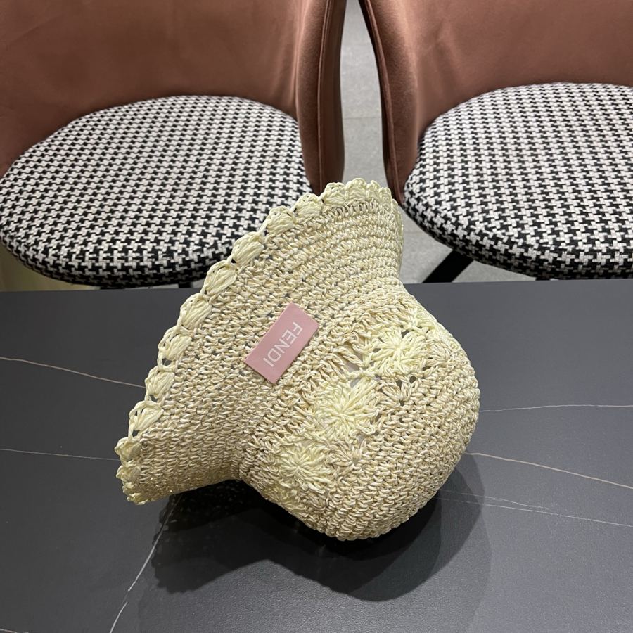 fendi glasses FENDI small fresh lace straw hat for women spring and summer large brim foldable — AAA Quality Replica — photo 10