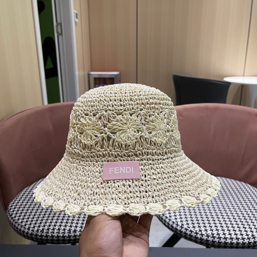 fendi glasses FENDI small fresh lace straw hat for women spring and summer large brim foldable — AAA Quality Replica — photo 8