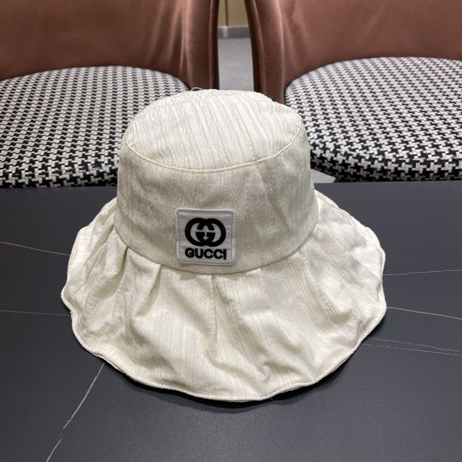 gucci hat Gucci British designer big brim fisherman hat women's solid color fashion sun protection — 1:1 Replica