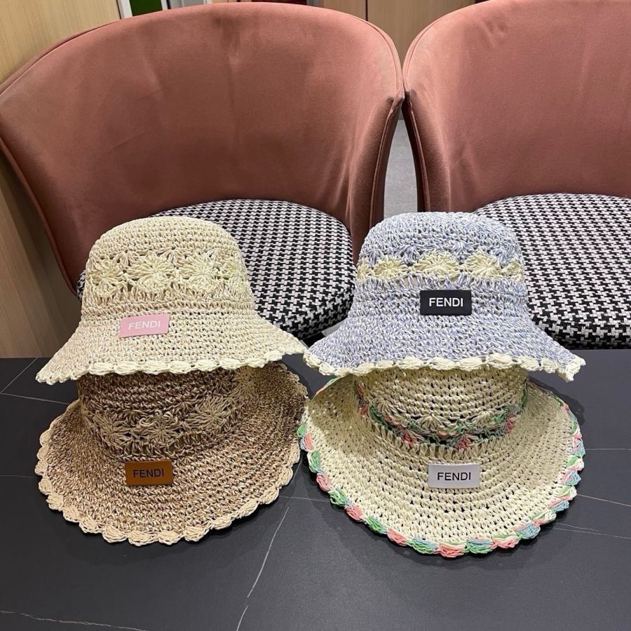 fendi glasses FENDI small fresh lace straw hat for women spring and summer large brim foldable — AAA Quality Replica — photo 12