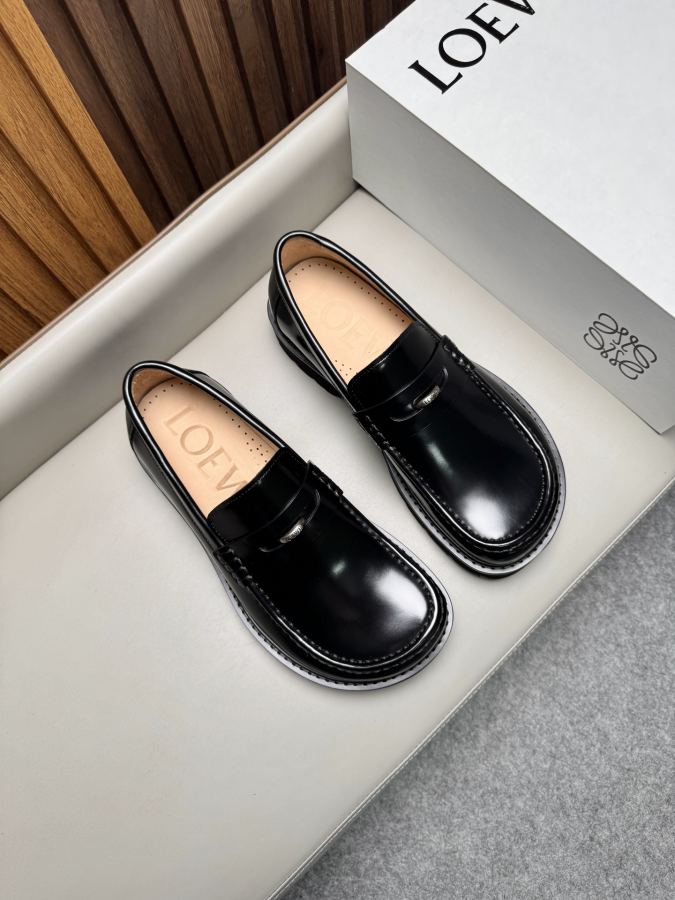 LOEWE women's shoes business leather shoes, imported open-edge beaded cowhide fabric, water-dyed — 1:1 Replica