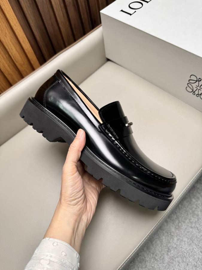 LOEWE women's shoes business leather shoes, imported open-edge beaded cowhide fabric, water-dyed — 1:1 Replica — photo 6