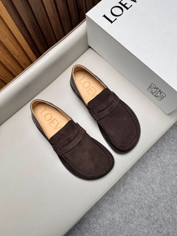 LOEWE women's shoes business leather shoes, imported suede cowhide fabric, water-dyed cowhide lining, — 1:1 Replica