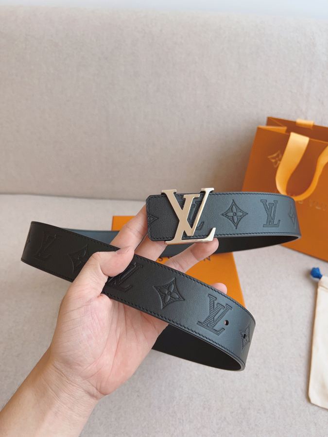 LV belt Counter model calfskin embossed men's belt, width 4.0cm, genuine one-piece cast hardware — AAA Quality Replica — photo 2