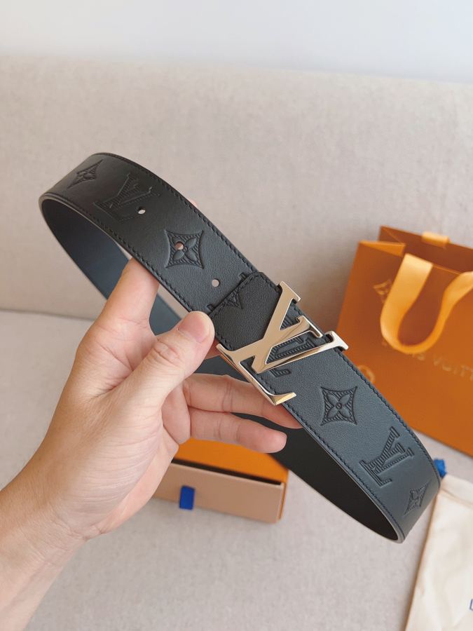 LV belt Counter model calfskin embossed men's belt, width 4.0cm, genuine one-piece cast hardware — AAA Quality Replica — photo 3