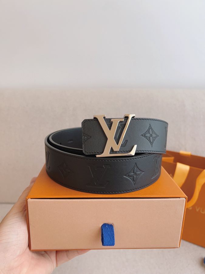 LV belt Counter model calfskin embossed men's belt, width 4.0cm, genuine one-piece cast hardware — AAA Quality Replica — photo 6