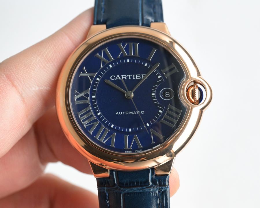 Cartier Watches Kajia 18k gold watch) Blue Balloon series men's model 42mm mechanical arrival, crocodile — 1:1 Replica For Sale — photo 5