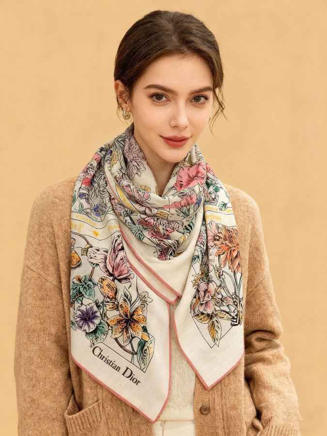 Dior scarf Dior reversible tonal velvet printed square scarf — AAA Quality Replica — photo 2