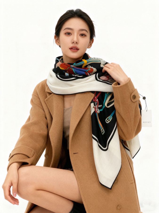 gucci scarf Gucci 140 double-sided velvet shawl — AAA Quality Replica — photo 2