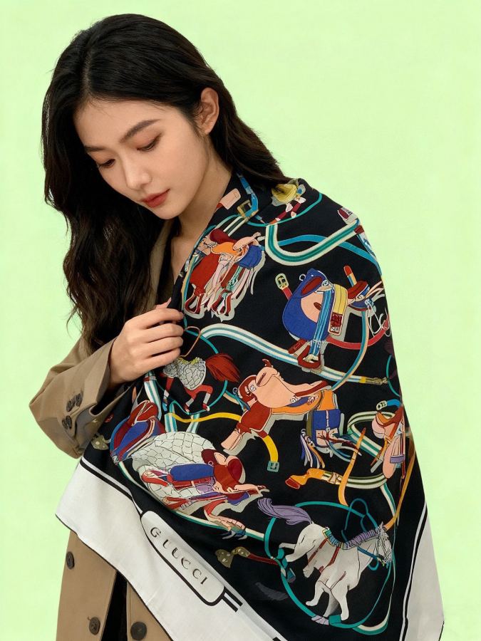 gucci scarf Gucci 140 double-sided velvet shawl — AAA Quality Replica