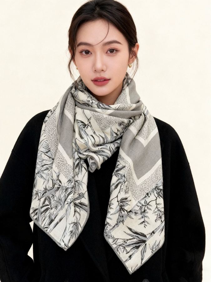 Dior scarf Dior 140 velvet double-sided tone-on-color printed shawl — 1:1 Replica For Sale — photo 2