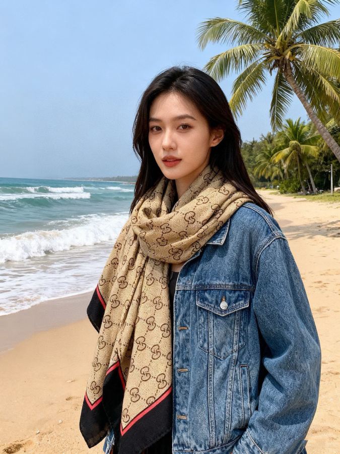 gucci scarf Gucci 140 double-sided velvet shawl — Premium Replica — photo 2