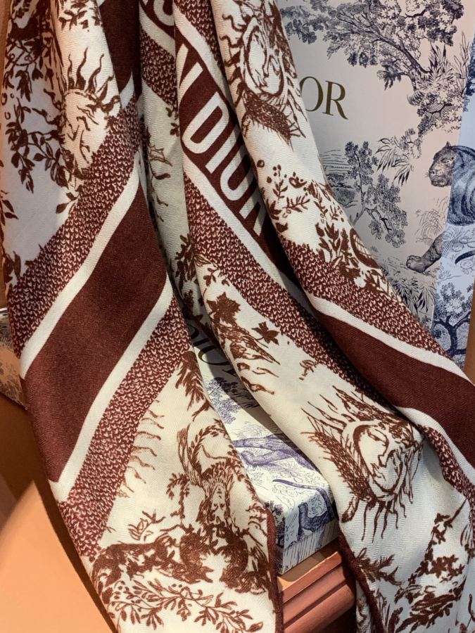 Dior scarf Dior 140 velvet double-sided tone-on-color printed shawl — Premium Replica — photo 5