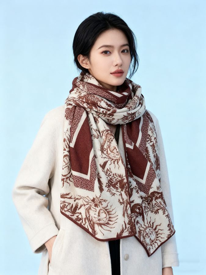 Dior scarf Dior 140 velvet double-sided tone-on-color printed shawl — Premium Replica