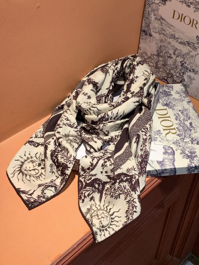 Dior scarf Dior 140 velvet double-sided tone-on-color printed shawl — 1:1 Replica — photo 4