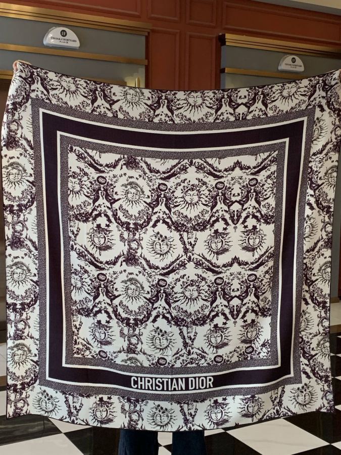 Dior scarf Dior 140 velvet double-sided tone-on-color printed shawl — 1:1 Replica — photo 8