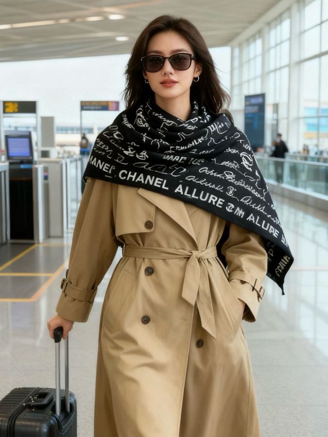 Chanel scarf Chanel-Velvet double-sided square scarf — Premium Replica