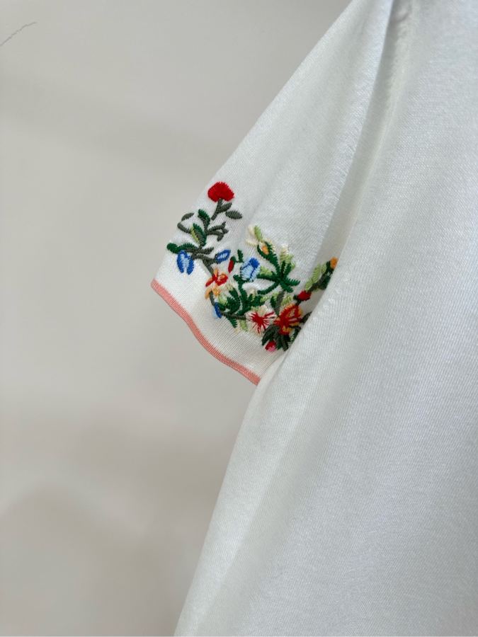 Dior Women [D floral heart embroidered knitted short-sleeved top] — 1:1 Replica For Sale — photo 6