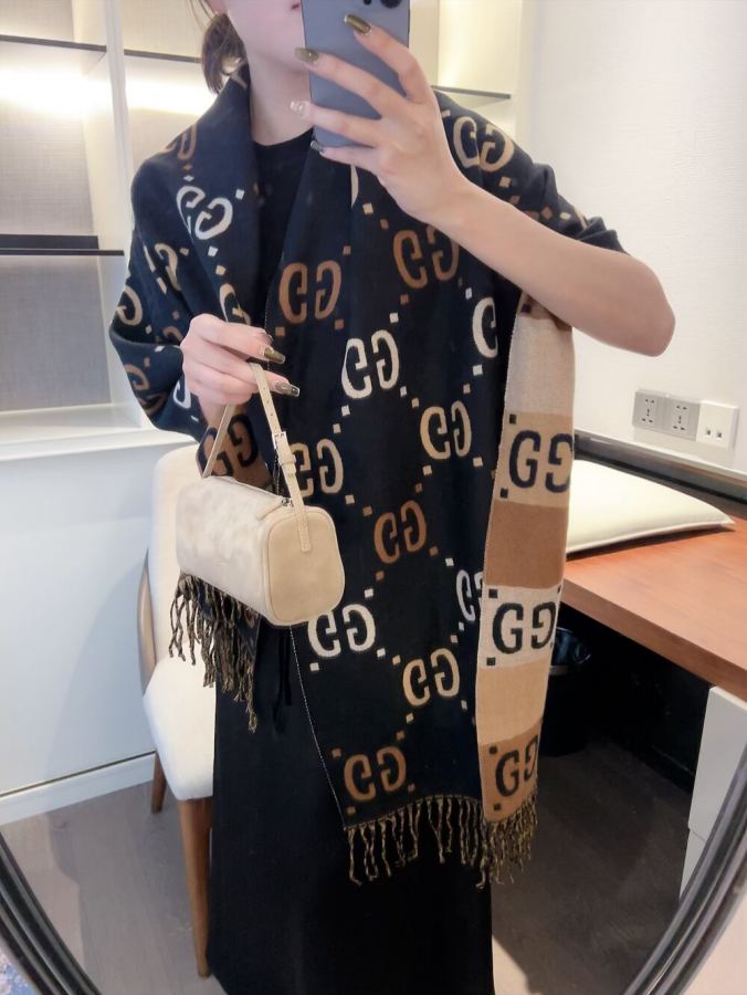 gucci scarf GUCCI G GG Gucci Series GG 100% 60*200 — 1:1 Replica — photo 6