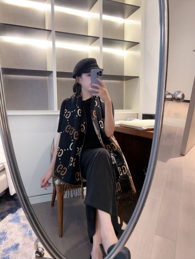 gucci scarf GUCCI G GG Gucci Series GG 100% 60*200 — 1:1 Replica — photo 5