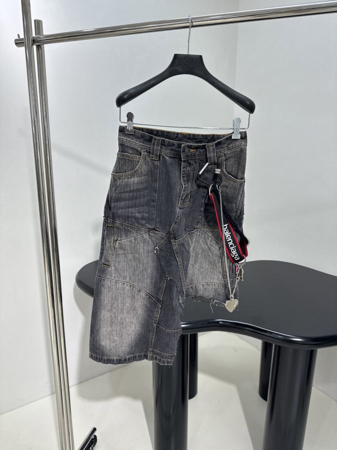 BALENCIAGA Women 𝐵𝑎𝑙𝑒𝑛𝑐 𝑎𝑔*New arrival chain pendant large silhouette denim — 1:1 Replica