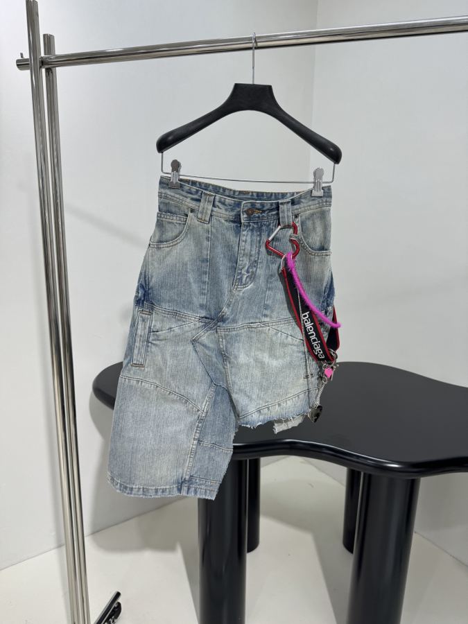 BALENCIAGA Women 𝐵𝑎𝑙𝑒𝑛𝑐 𝑎𝑔*New arrival chain pendant large silhouette denim — Premium Replica