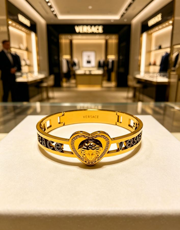 Versace Jewelry Dumeisa logo bracelet, diamond inlaid, exquisite craftsmanship — 1:1 Replica — photo 9