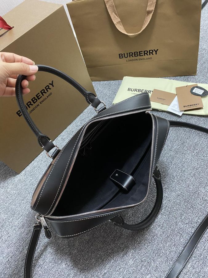 Briefcase - The latest briefcase from B family, made of plaid and Italian tanned leather, decorated — AAA Quality Replica — photo 8