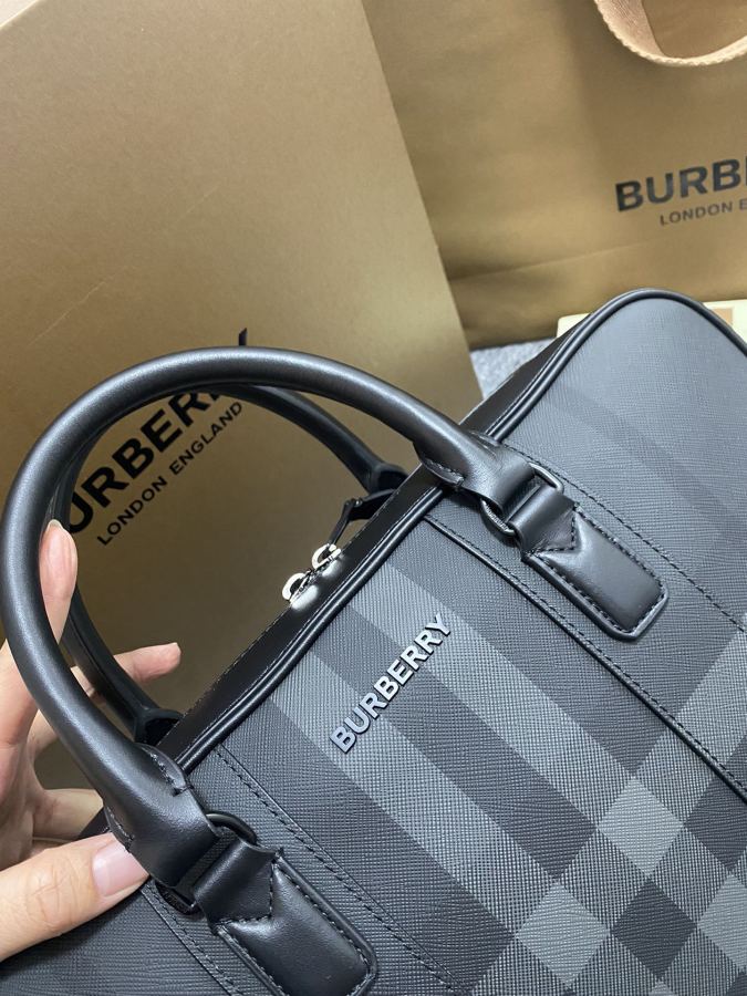 Briefcase - The latest briefcase from B family, made of plaid and Italian tanned leather, decorated — AAA Quality Replica — photo 7