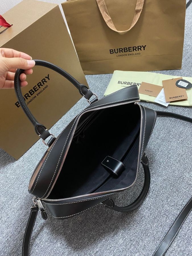 Briefcase - The latest briefcase from B family, made of plaid and Italian tanned leather, decorated — AAA Quality Replica — photo 7