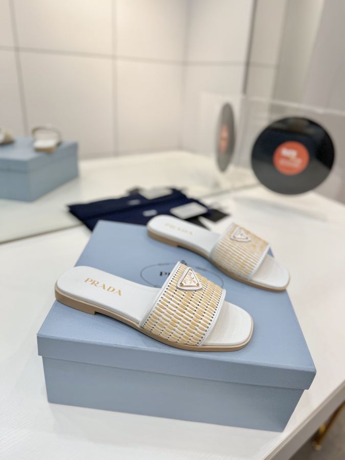 Prada women's shoes Factory price "Prada woven slippers" — AAA Quality Replica