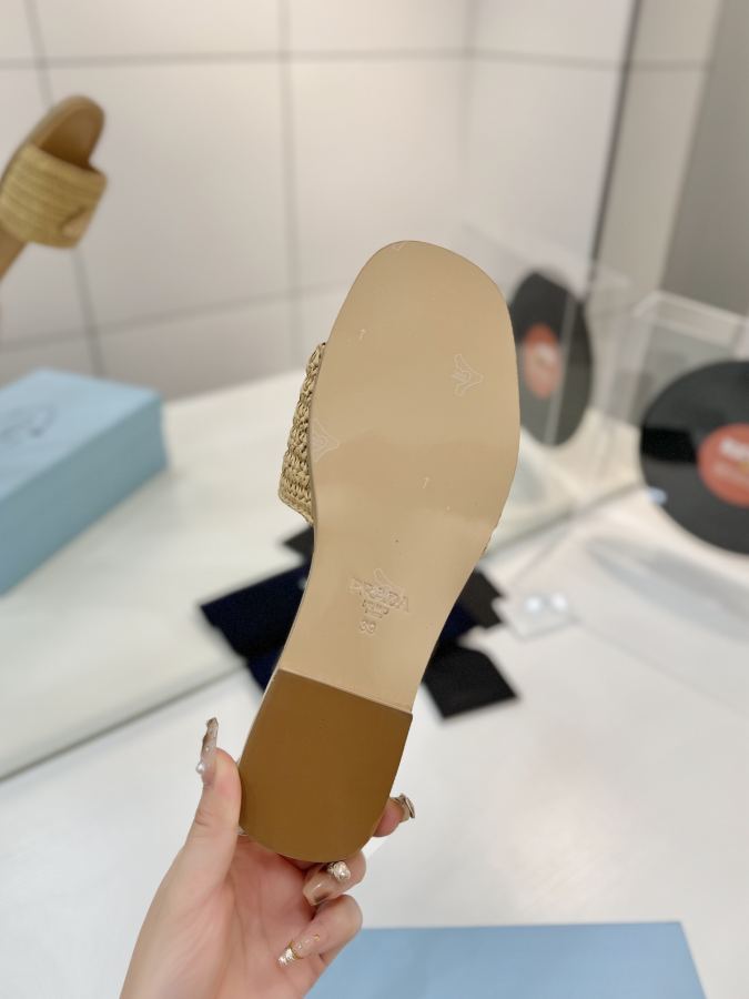Prada women's shoes Factory price "Prada woven slippers" — 1:1 Replica — photo 9