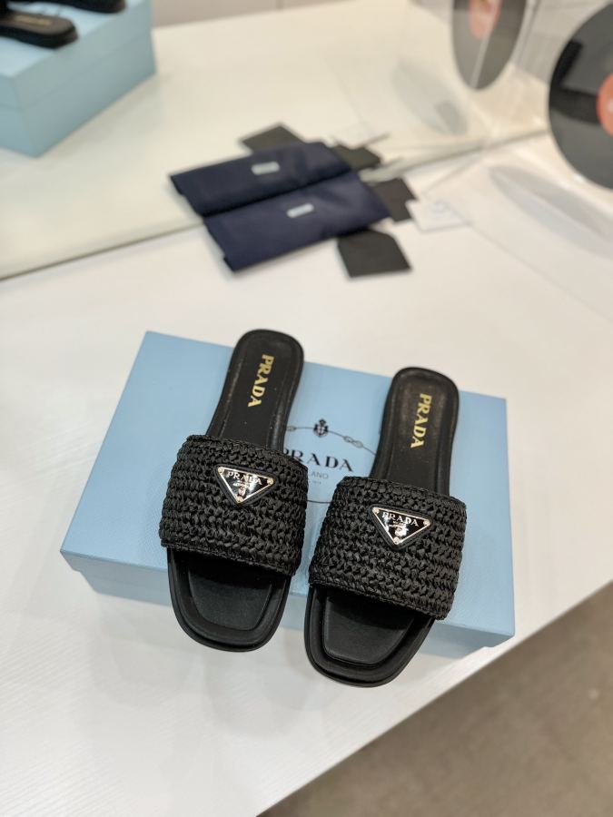 Prada women's shoes Factory price "Prada woven slippers" — 1:1 Replica — photo 3