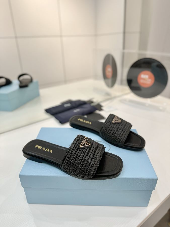 Prada women's shoes Factory price "Prada woven slippers" — 1:1 Replica