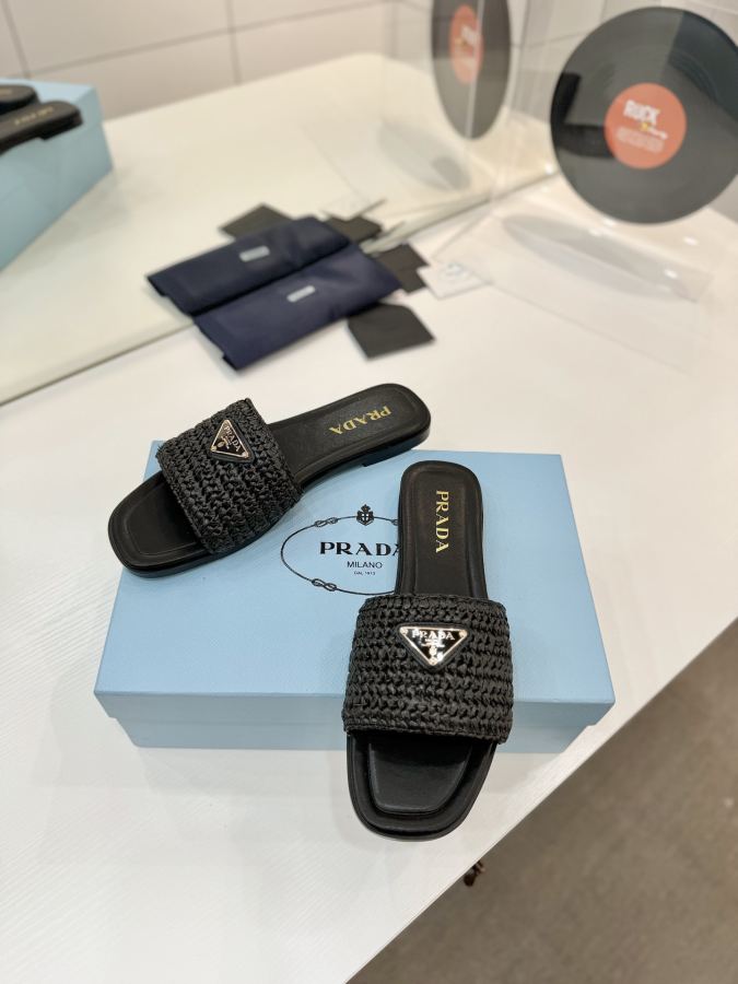 Prada women's shoes Factory price "Prada woven slippers" — 1:1 Replica — photo 7