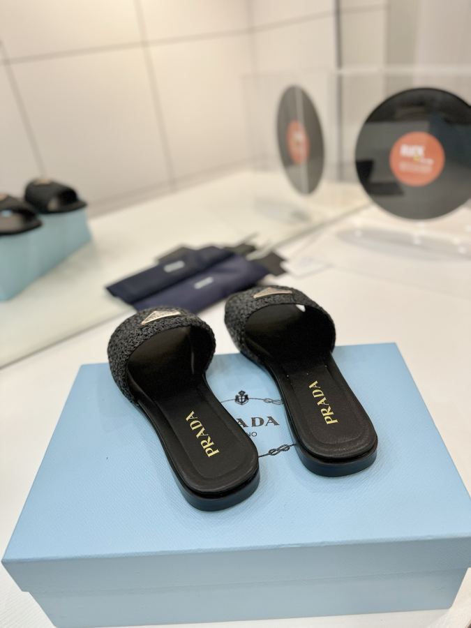 Prada women's shoes Factory price "Prada woven slippers" — 1:1 Replica — photo 8